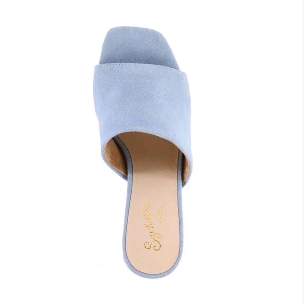 Seychelles Light Blue Suede Block Heel Sandals - Picture 3 of 6